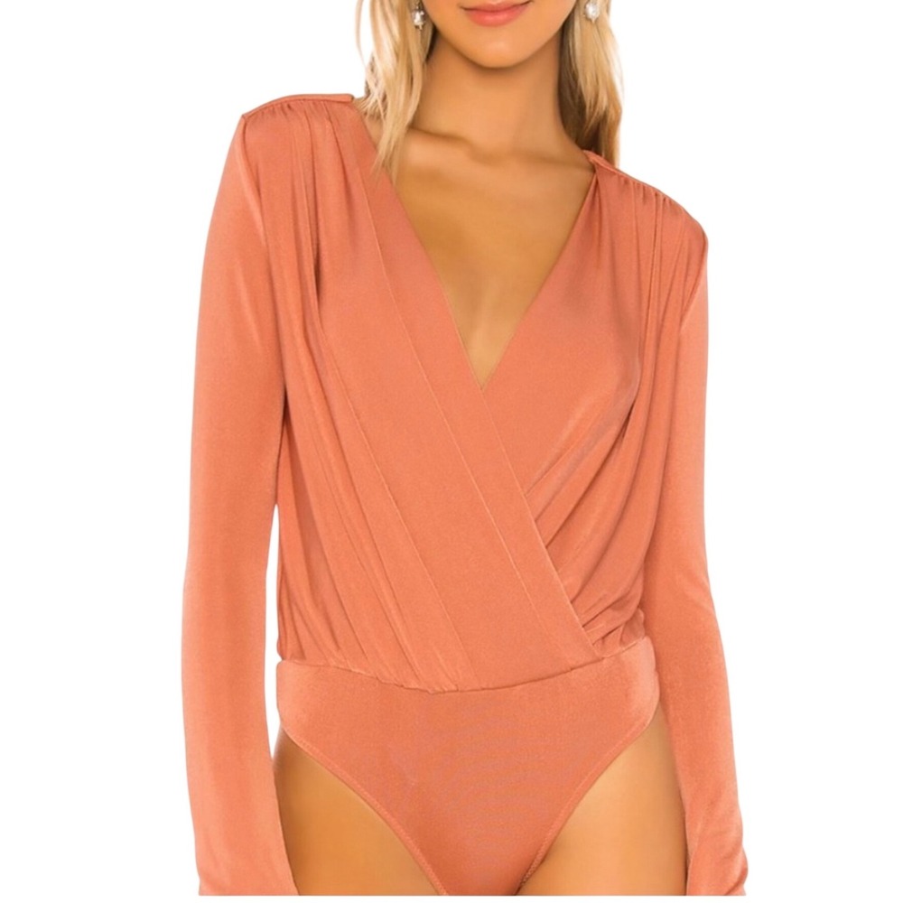 NWOT Free People Intimately Turnt Ginger Spice Surplice Long Sleeve Bodysuit S